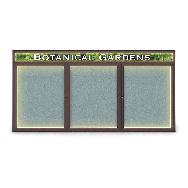 Corkboard, Fbrc, Hdr, Brnz/Cld, 3 Dr, 96x48"