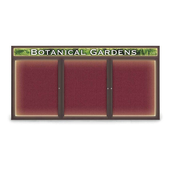 Corkboard, Fbrc, Hdr, Brnz/Burg, 3 Dr, 96x48"