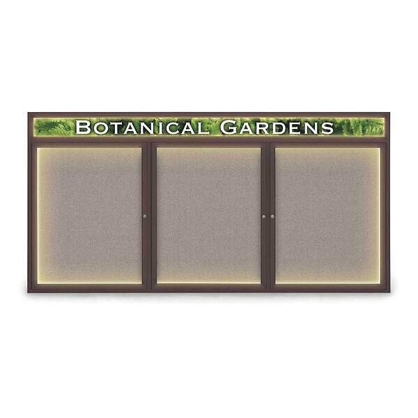 Corkboard, Fbrc, Hdr, Brnz/Prl, 3 Dr, 96x48"