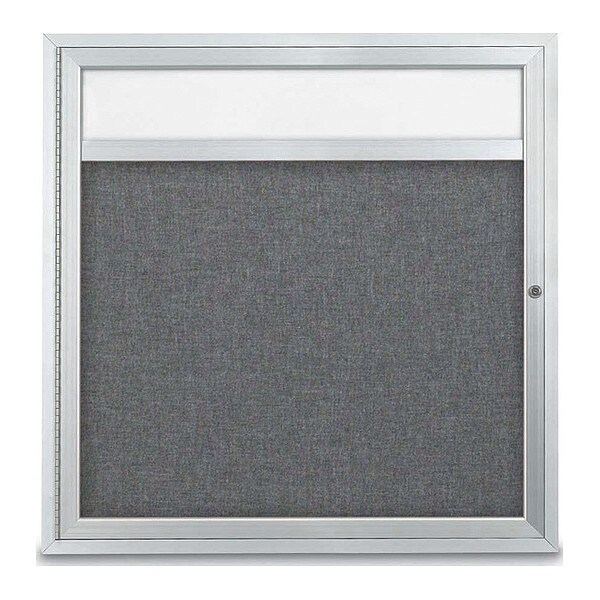Corkboard, Hdr, Fbrc, 1 Dr, Satin/Gry, 36x36"