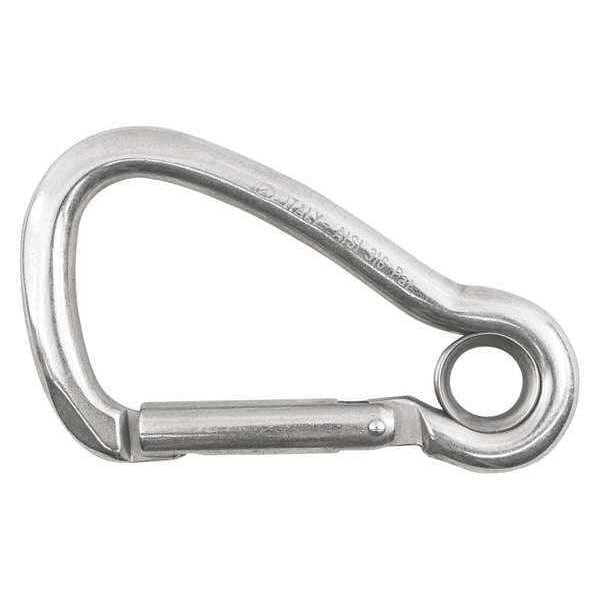 Carabiner, no lock, 201-1/2mm Length, Stainless Steel, Silver