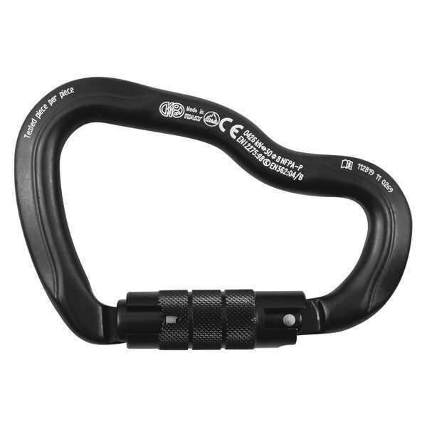 Carabiner, Twist-Lock, 117-1/2mm Length, Aluminum Alloy, Black
