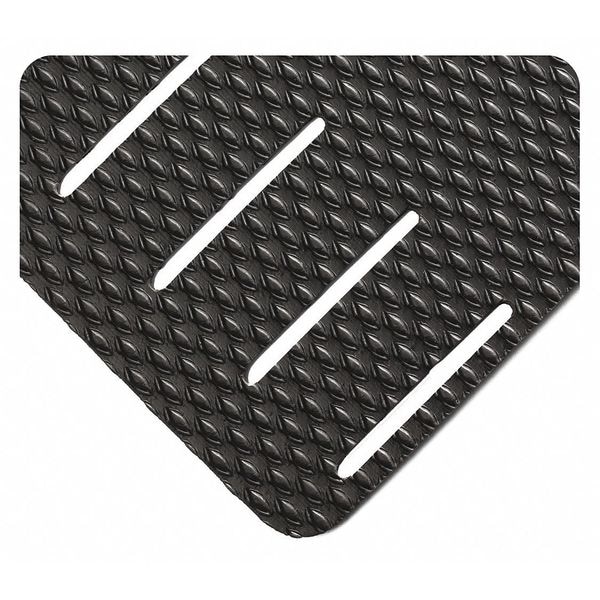 Antifatigue Mat, 11 ft. L x 2 ft. W, 3/8" Thickness, Textured Drainage Slotted, Black