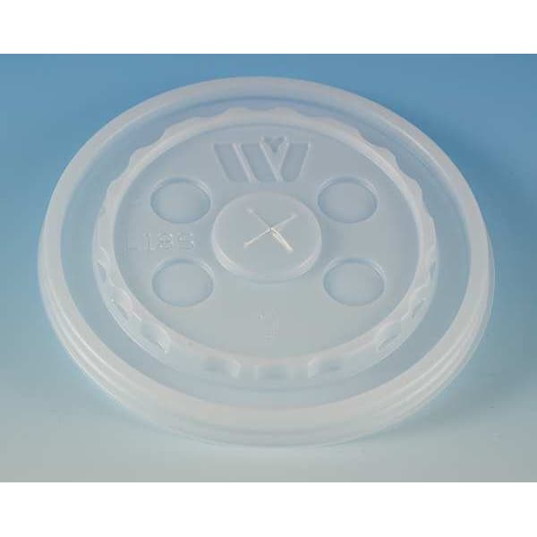 Lid for 12 to 24 oz. Cold Cup, Flat, Identification Buttons, Straw Slot, Translucent, Pk1000