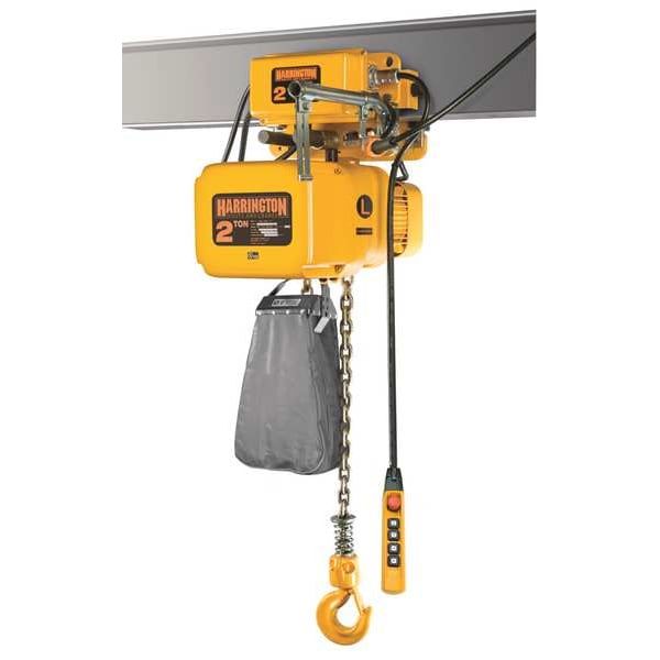 Electric Chain Hoist, 4,000 lb, 10 ft, Motorized Trolley, 208-230/460V AC, Yellow