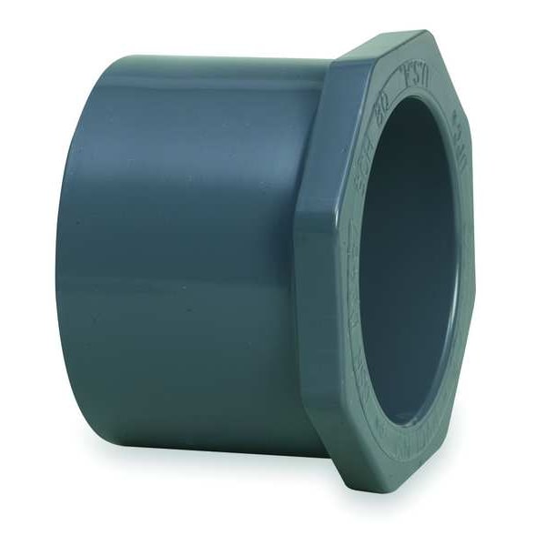 PVC Reducer Bushing, Spigot, 3 in x 1 1/2 in Pipe Size