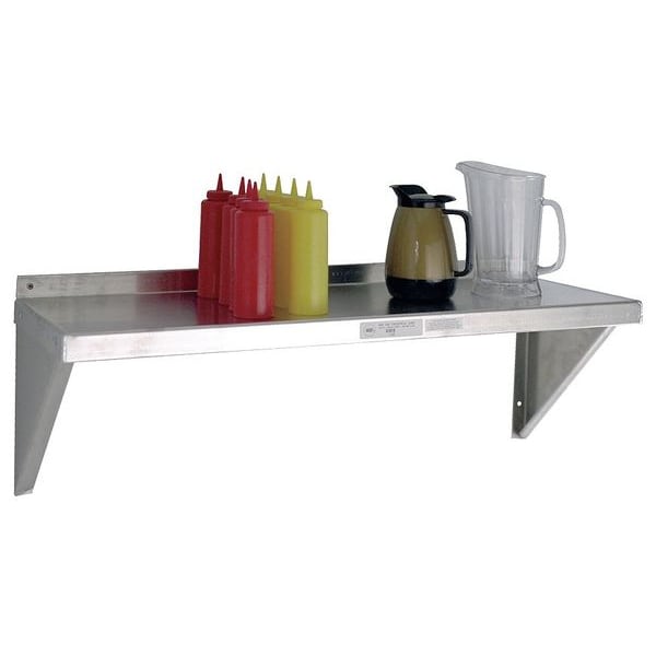 Aluminum Wall Shelf, 15"D x 60"W x 13-1/4"H, Silver