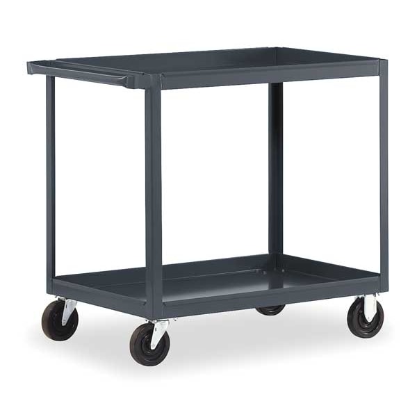 Utility Cart with Lipped Metal Shelves, Steel, 1,200 lb Load Capacity, 2 Shelves, 42 in L, 35 in H