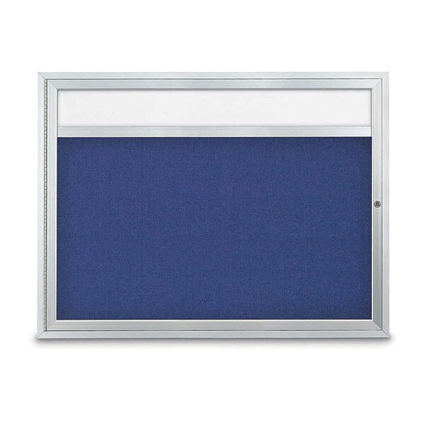 Corkboard, Sngl Dr, Cobalt/Satin, 48" x 36"