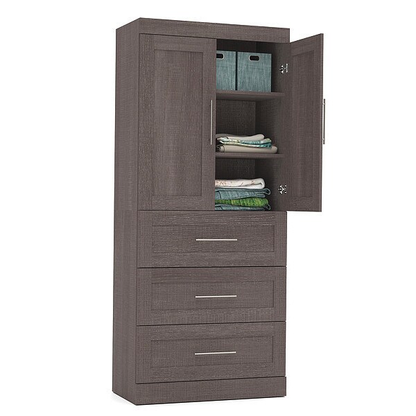 Unit, 3 Drawer Set Doors, Bark Gray, 36"