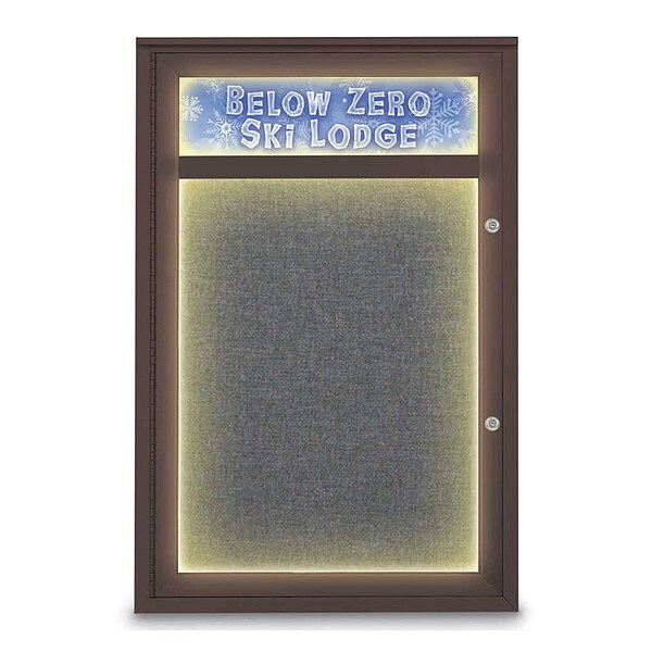 Corkboard, 24"x36", Medium Grey/Bronze