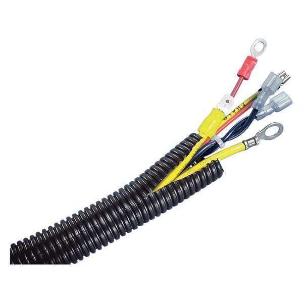 Corrugated Loom Tubing, 0.62"x100ft L, Blk