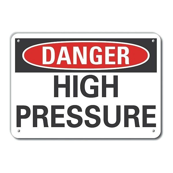 Danger, High Pressure, 14 in W x 10 in H, Horizontal Rectangle, Aluminum, LCU4-0360-RA_14X10