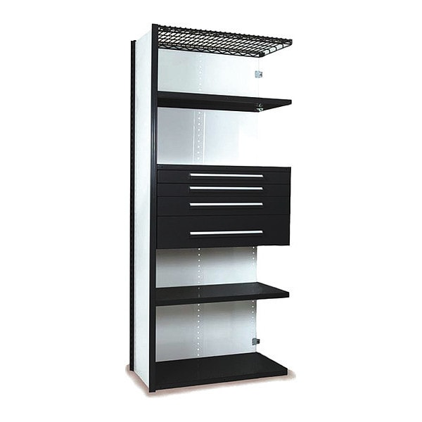V-Grip Shelving W/ Drawers, BK