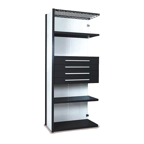 V-Grip Shelving W/ Drawers, BK