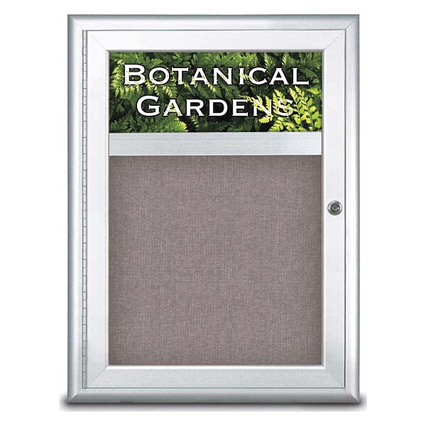 Corkboard, Single Door, Radius Frame, Header, 18x24", Satin/Surf