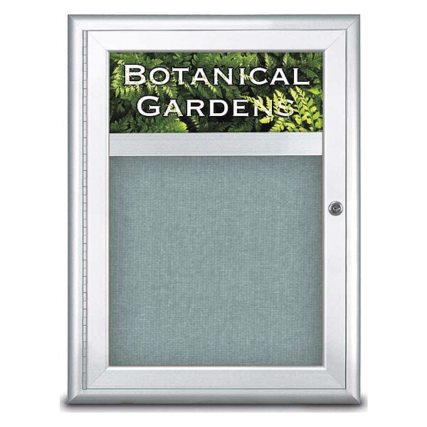 Corkboard, Single Door, Radius Frame, Header, 18x24", Satin/Cloud