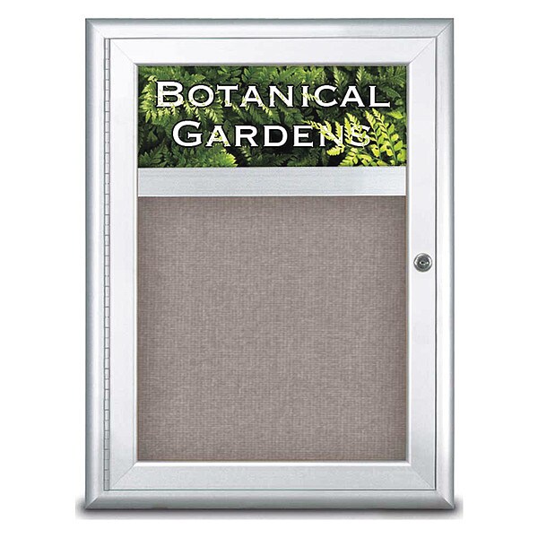 Corkboard, Single Door, Radius Frame, Header, 18x24", Satin/Pearl