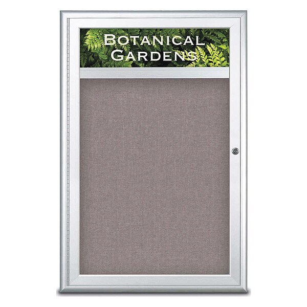 Corkboard, Single Door, Radius Frame, Header, 24x36", Satin/Surf