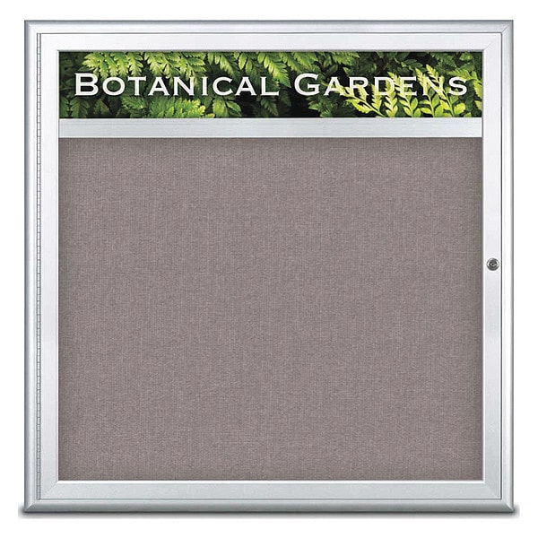 Corkboard, Single Door, Radius Frame, Header, 36x36", Satin/Surf