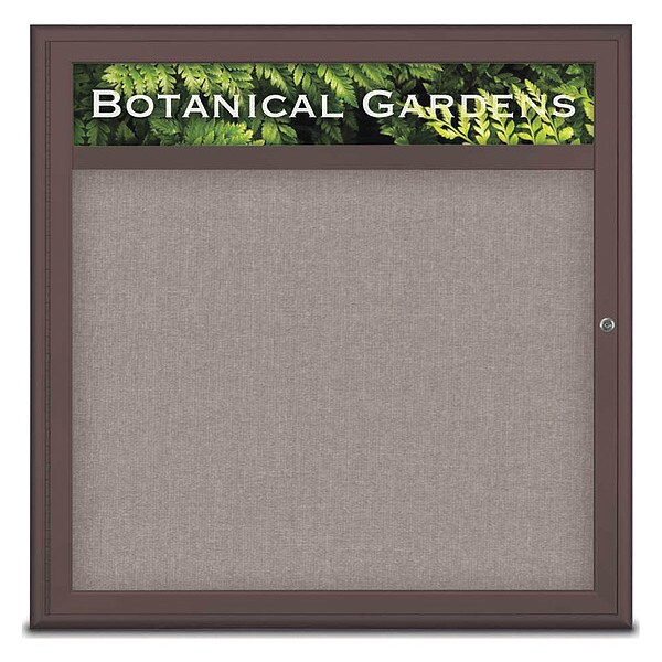 Corkboard, Single Door, Radius Frame, Header, 36x36", Bronze/Pearl