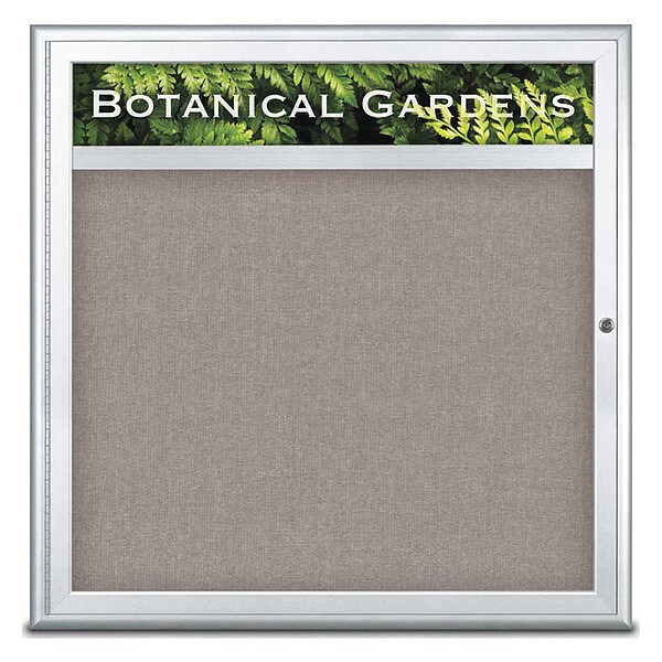 Corkboard, Single Door, Radius Frame, Header, 36x36", Satin/Pearl