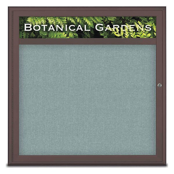 Corkboard, Single Door, Radius Frame, Header, 36x36", Bronze/Cloud