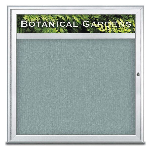 Corkboard, Single Door, Radius Frame, Header, 36x36", Satin/Cloud