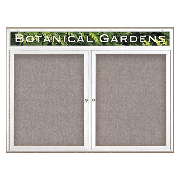 Corkboard, Double Door, Radius Frame, Header, 48x36", Satin/Pearl