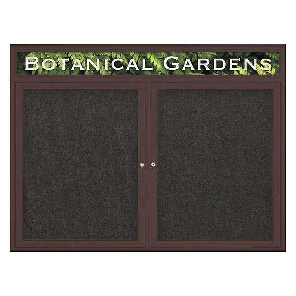 Corkboard, Double Door, Radius Frame, Header, 48x36", Bronze/Black