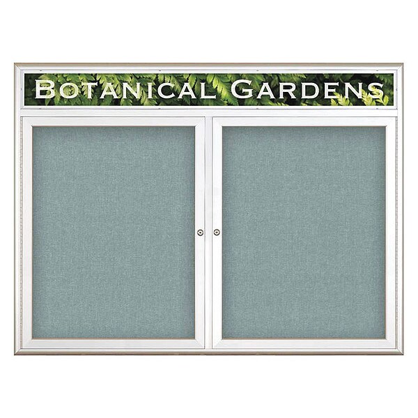 Corkboard, Double Door, Radius Frame, Header, 48x36", Satin/Cloud