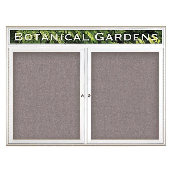 Corkboard, Double Door, Radius Frame, Header, 48x36", Satin/Surf