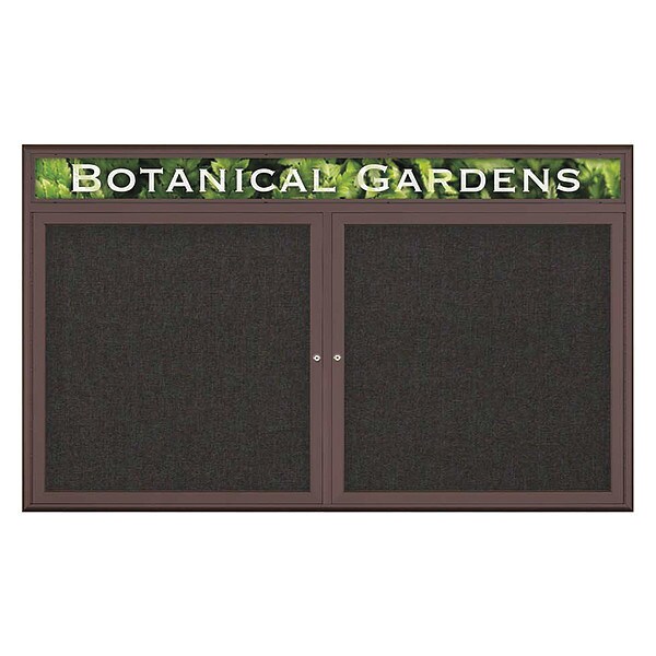 Corkboard, Double Door, Radius Frame, Header, 60x36", Bronze/Black