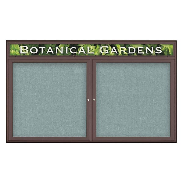 Corkboard, Double Door, Radius Frame, Header, 60x36", Bronze/Cloud