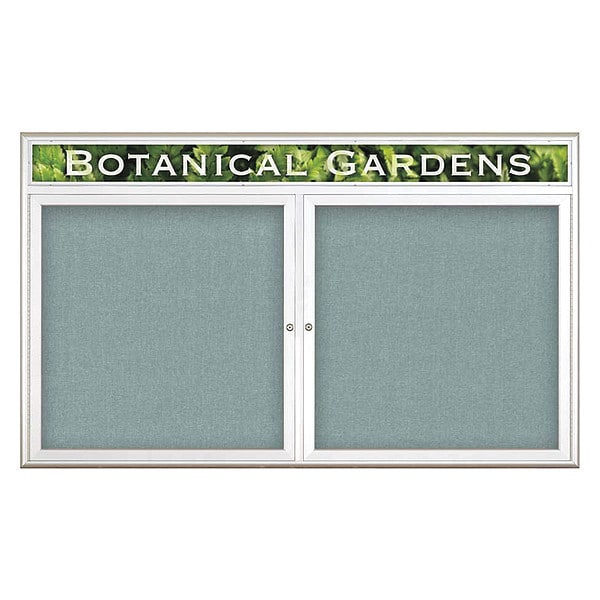 Corkboard, Double Door, Radius Frame, Header, 60x36", Satin/Cloud