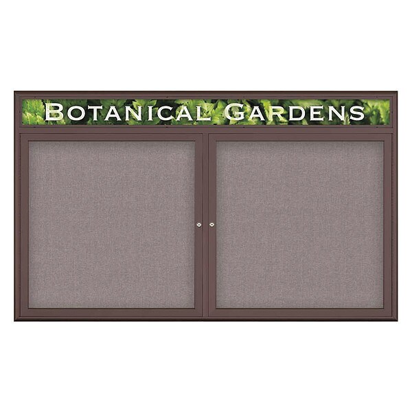 Corkboard, Double Door, Radius Frame, Header, 60x36", Bronze/Surf