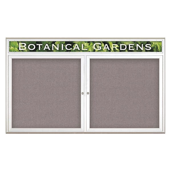 Corkboard, Double Door, Radius Frame, Header, 60x36", Satin/Surf