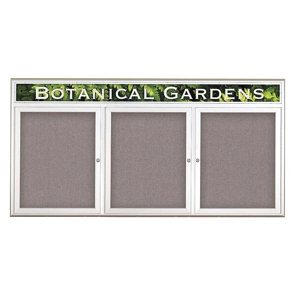 Corkboard, Triple Door, Radius Frame, Header, 72x36", Satin/Surf