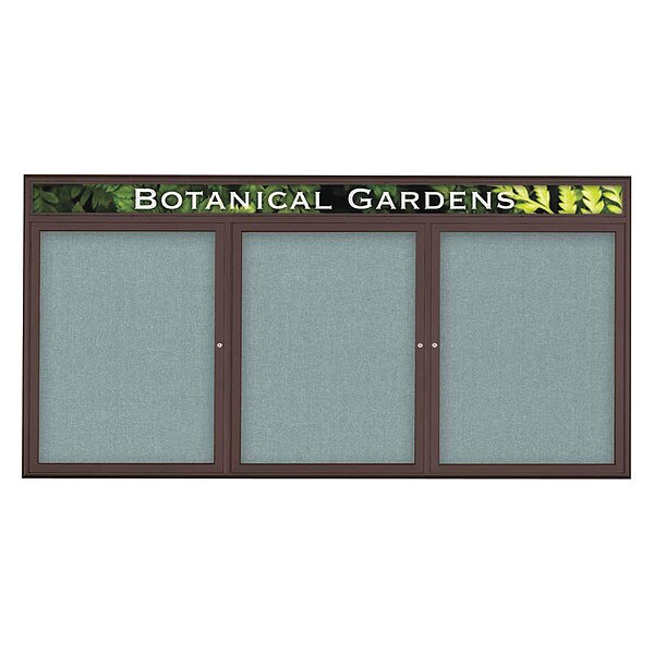 Corkboard, Triple Door, Radius Frame, Header, 96x48", Bronze/Cloud