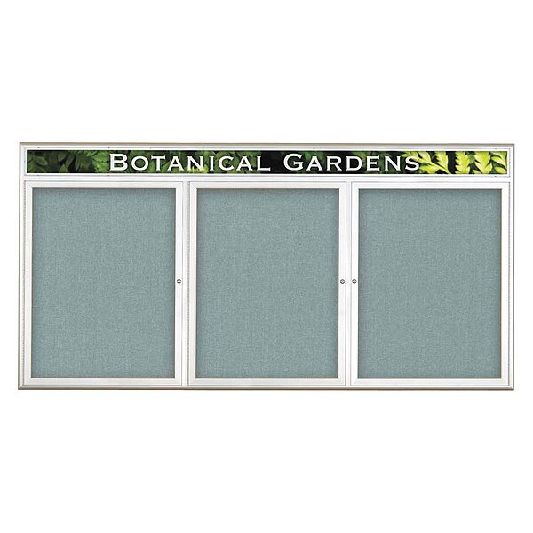 Corkboard, Triple Door, Radius Frame, Header, 96x48", Satin/Cloud