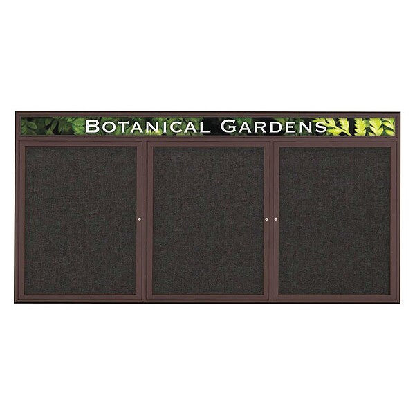 Corkboard, Triple Door, Radius Frame, Header, 96x48", Bronze/Black