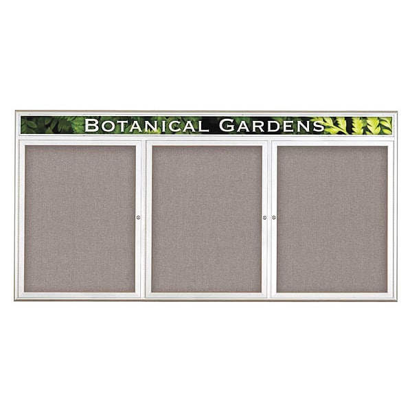 Corkboard, Triple Door, Radius Frame, Header, 96x48", Satin/Pearl