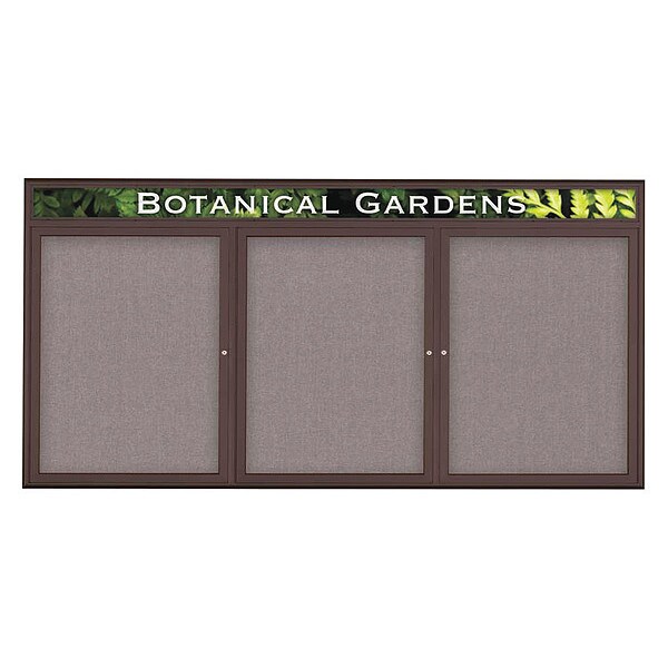 Corkboard, Triple Door, Radius Frame, Header, 96x48", Bronze/Surf