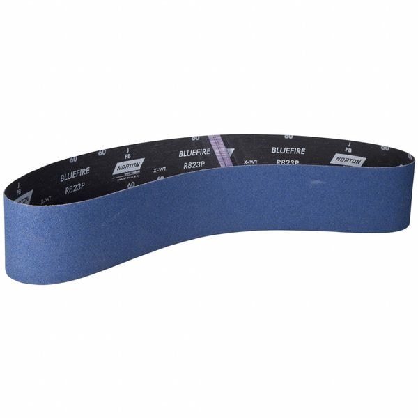 Sanding Belt, Coated, Zirconia Alumina, 60 Grit, Coarse, BlueFire R823P, Blue