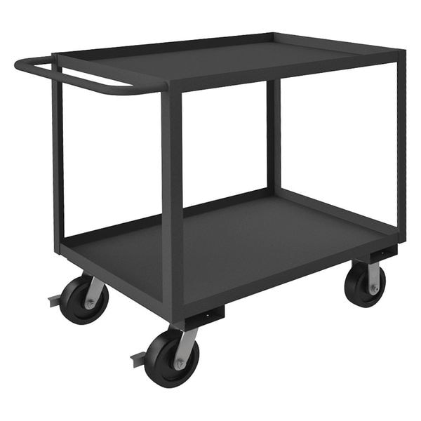Utility Cart with Lipped Metal Shelves, Steel, 3,000 lb Load Capacity, 2 Shelves, 66 1/2 in L