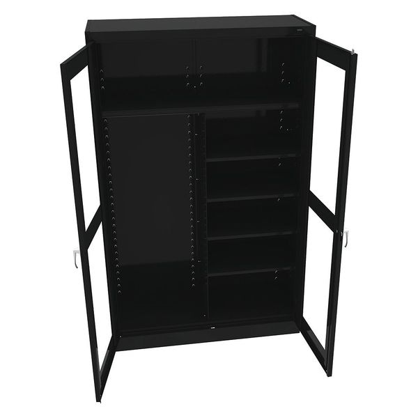 Combo Wardrobe Storage Cabinet, 78 in H, 48 in W, Swing, Keyed, Black, 6 Shelves, 0 Drawers