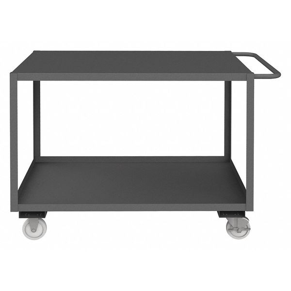 Utility Cart with Lipped & Flush Metal Shelves, Steel, 1,200 lb Load Capacity, 2 Shelves, 65 in H