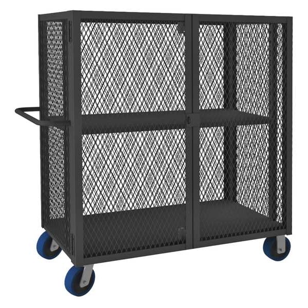 Welded Mesh Security Cart with Adjustable Shelves, 2,000 lb Capacity, 32 in W x 66 1/2 in L x