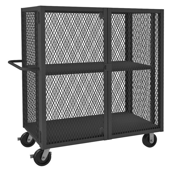 Welded Mesh Security Cart with Adjustable Shelves, 2,000 lb Capacity, 26 in W x 66 1/2 in L x