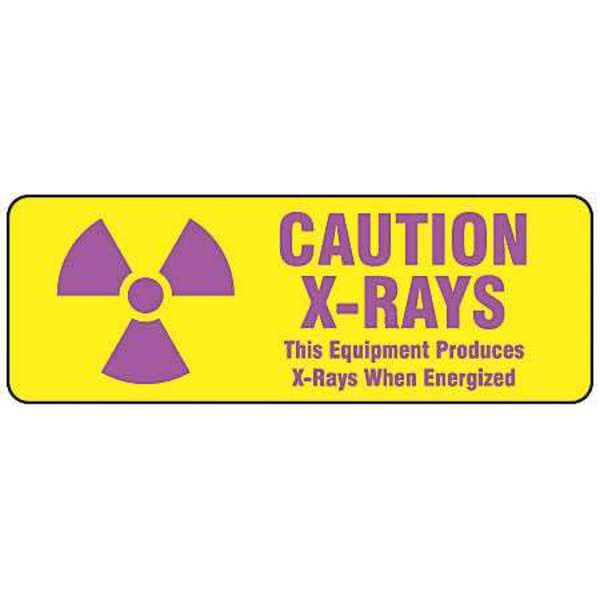 Radiation Caution Sign, 3 1/2 in H, 10 in W, Polyester, Rectangle, 20110KLS, PK10